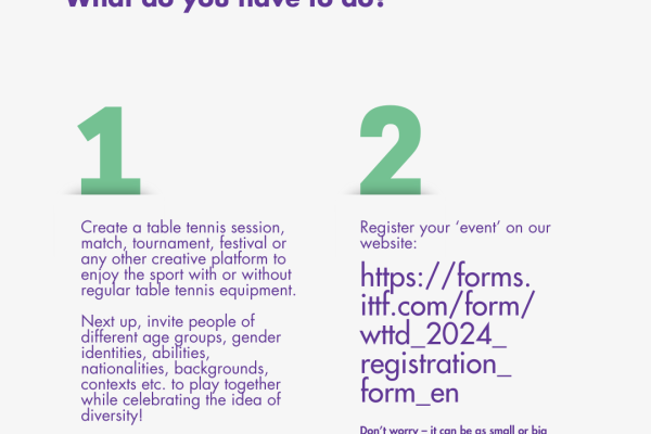 ITTF Foundation invites you to join the World Table Tennis Day on 23 April 2024!